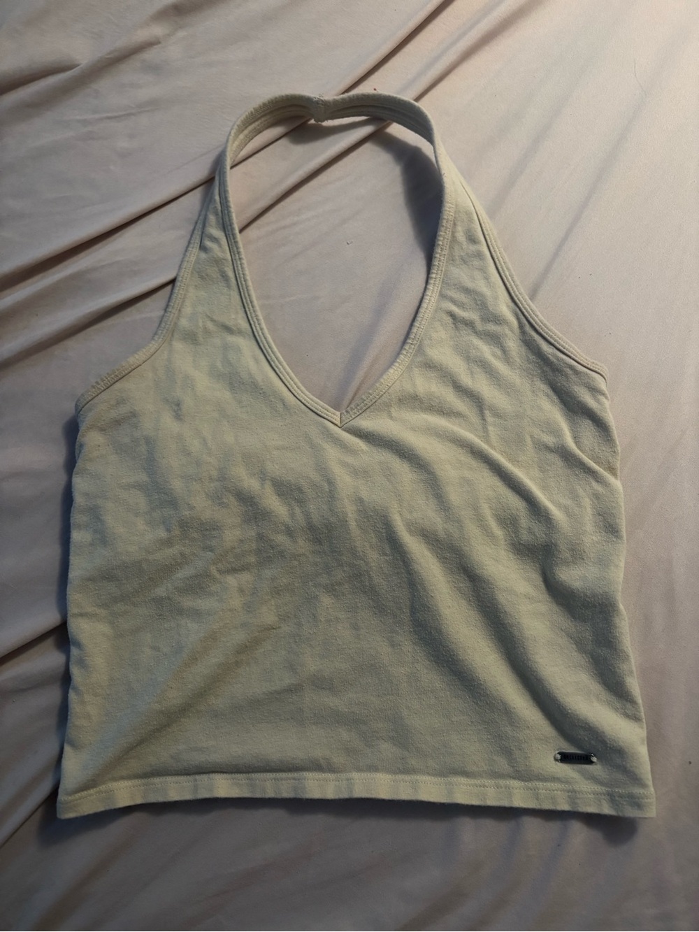 Hollister Light Yellow Halter Crop Top